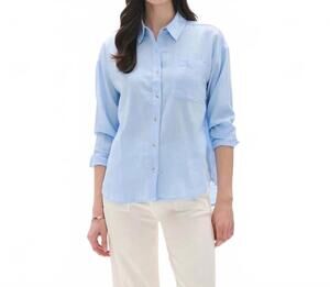 NEW HATLEY relaxed button down shirt in light blue chambray